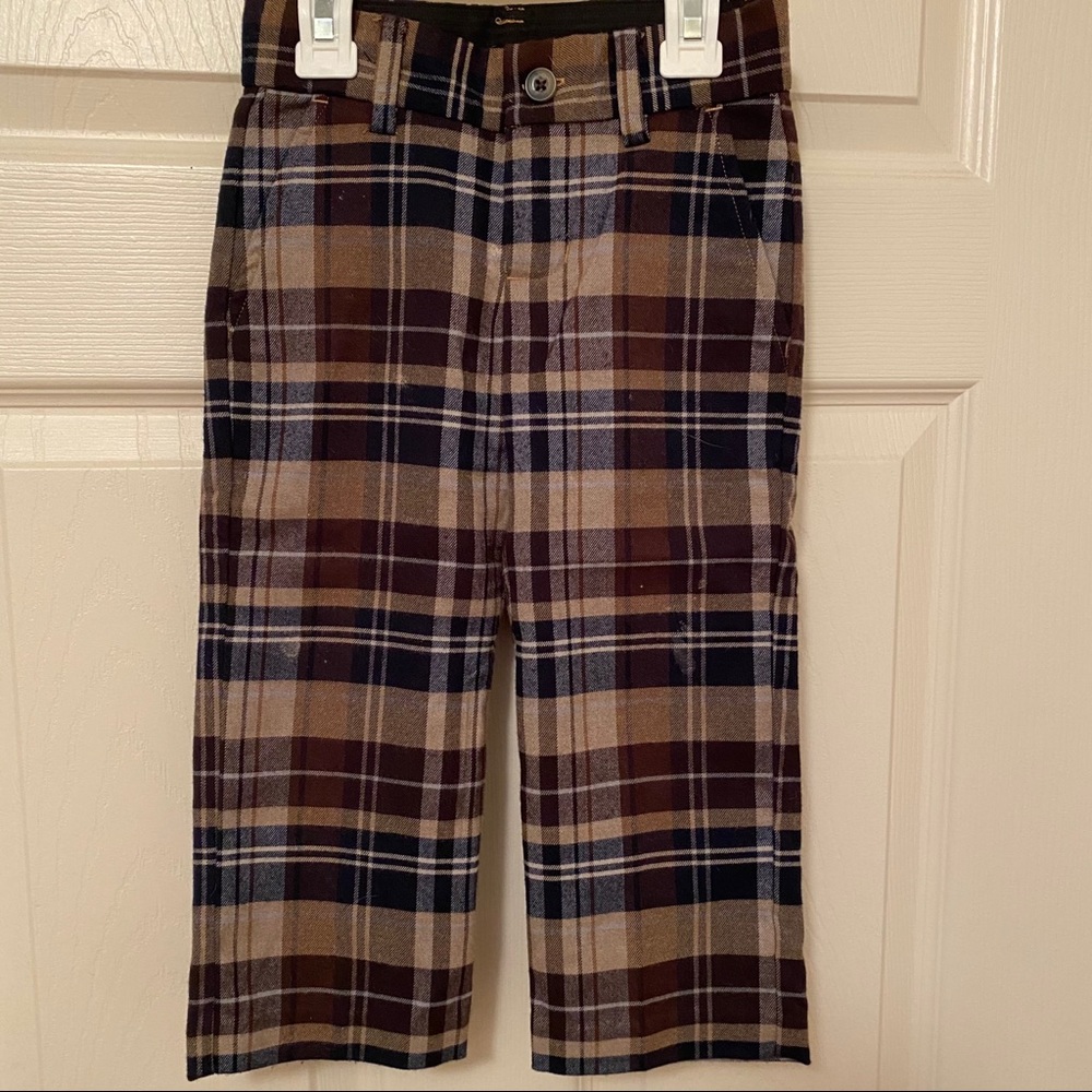 EUC - Janie & Jack Brown Plaid Wool Pants - Size 3